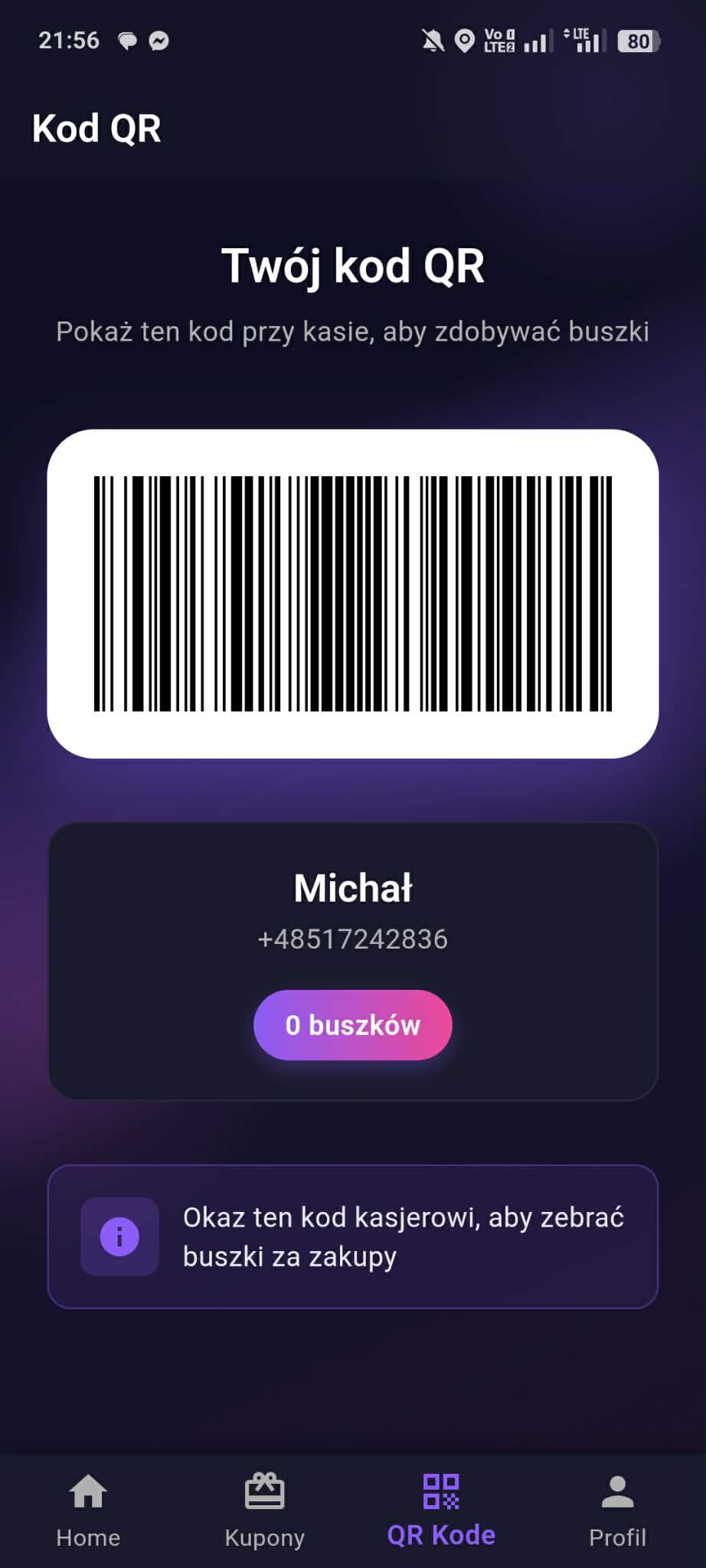 Aplikacja lojalnościowa mobile